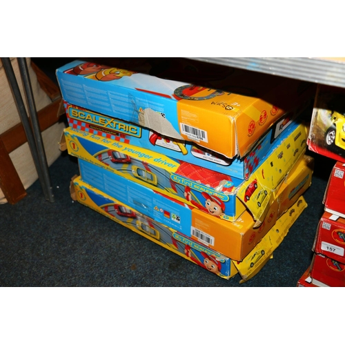 157 - Ten boxes of Scalextric to include Mini Mania, Hyper Cars, My First Scalextric, etc.