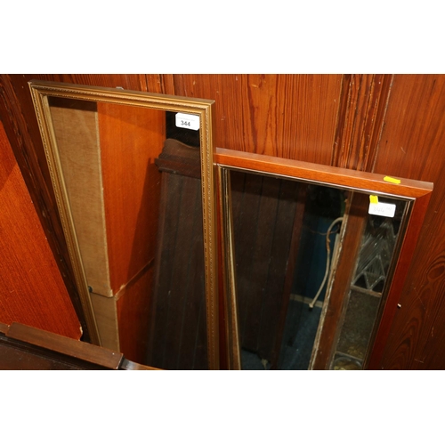 344 - Teak framed wall mirror, 80 x 35cm, and another.  (2)