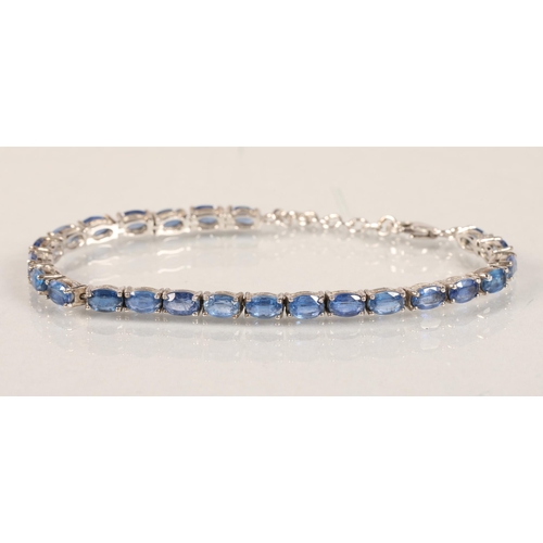 76 - Blue stone set silver bracelet 20cm