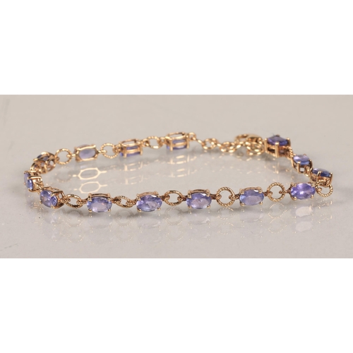 77 - 10ct marked blue stone set bracelet 21cm