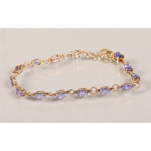 77 - 10ct marked blue stone set bracelet 21cm