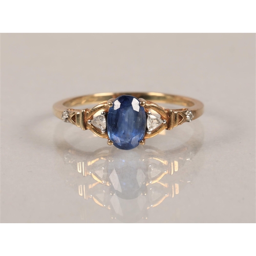 78 - 9ct gold white and blue gem set ring size N/O