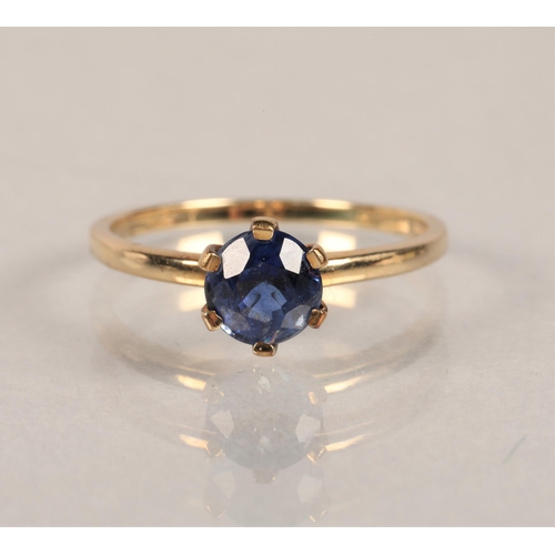 79 - 9ct gold blue gem set ring size O