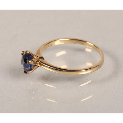 79 - 9ct gold blue gem set ring size O