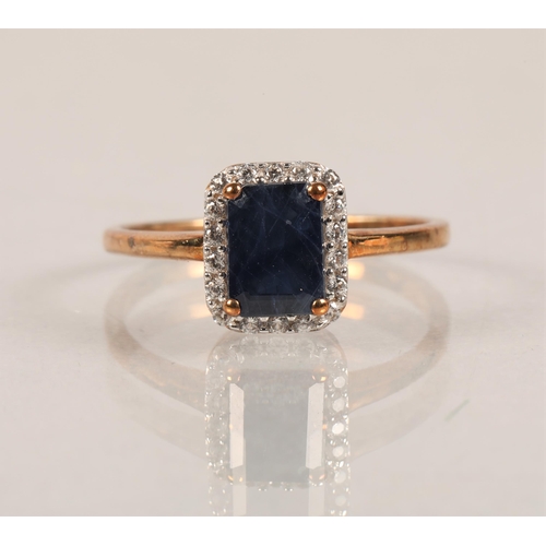 80 - 9ct gold blue and white stone set ring size O