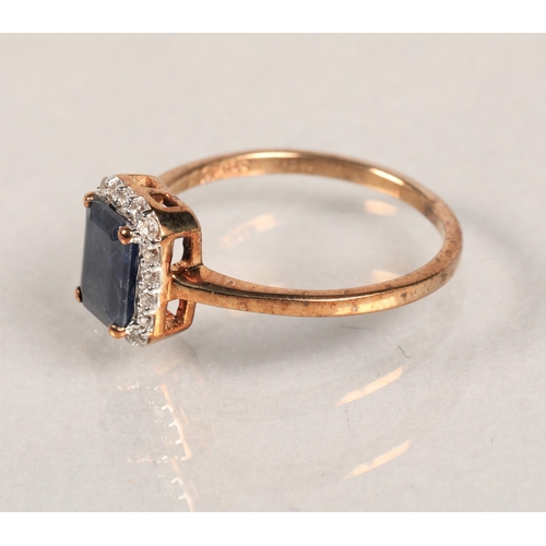 80 - 9ct gold blue and white stone set ring size O