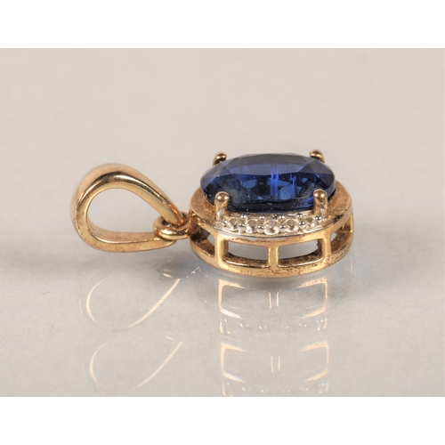 84 - 9ct gold diamond and sapphire set pendant