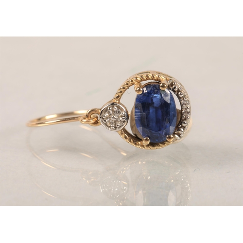 87 - 9ct gold sapphire and diamond set earrings