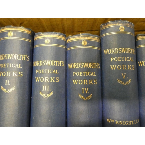 140 - WORDSWORTH WILLIAM.  The Poetical Works, ed. by William Knight. 8 vols. Frontis. Orig. blu... 