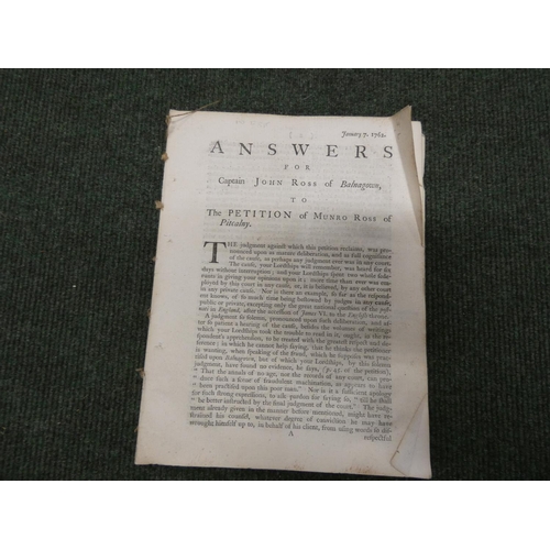 152 - Answers for Captain John Ross of Balnagown to the Petition of Munro Ross of Pitcalny. 90pp. Qua... 