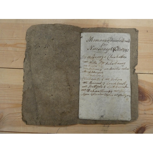 164 - CHISHOLM GEORGE.  Memorandum Book for Nursery. Manuscript, 14pp, with details of tree spec... 