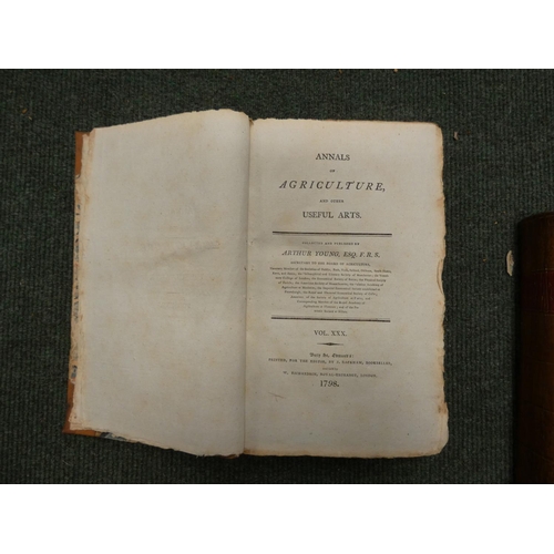 201 - YOUNG ARTHUR.  Annals of Agriculture & Other Useful Arts. Vols. 30 & 32. Half calf... 