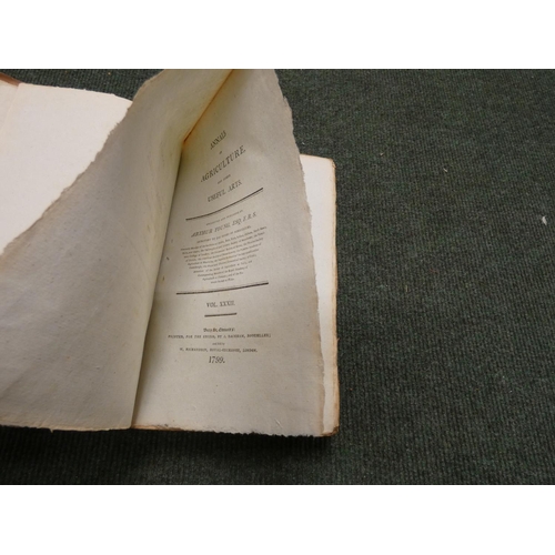 201 - YOUNG ARTHUR.  Annals of Agriculture & Other Useful Arts. Vols. 30 & 32. Half calf... 