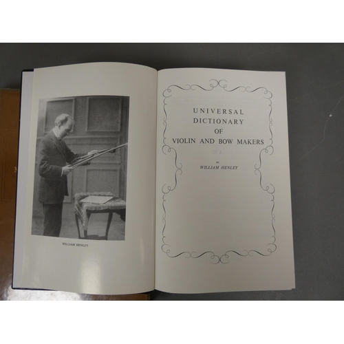 223 - HENLEY WILLIAM.  Universal Dictionary of Violin & Bow Makers. 5 vols. in one. Ltd. ed.... 