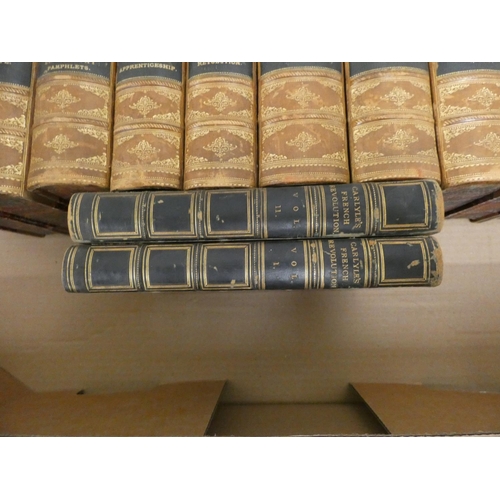 56 - CARLYLE THOMAS.  The Works. 12 vols. Thick 12mo. Half calf, gilt backs, marbled brds. & edges. C... 