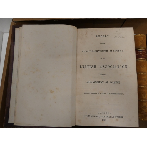 57 - BRITISH ASSOCIATION FOR THE ADVANCEMENT OF SCIENCE.  Reports. A run of 11 vols. Eng. plates. Half ca... 