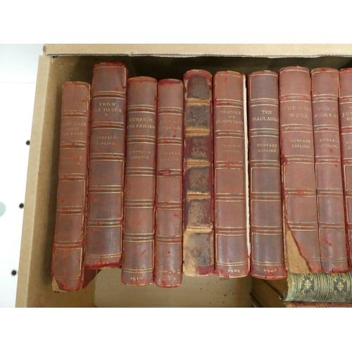 60 - KIPLING RUDYARD.  Works. 16 various vols. Half red calf, poor cond. Bookplate of Boodles. Various da... 