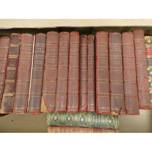 60 - KIPLING RUDYARD.  Works. 16 various vols. Half red calf, poor cond. Bookplate of Boodles. Various da... 