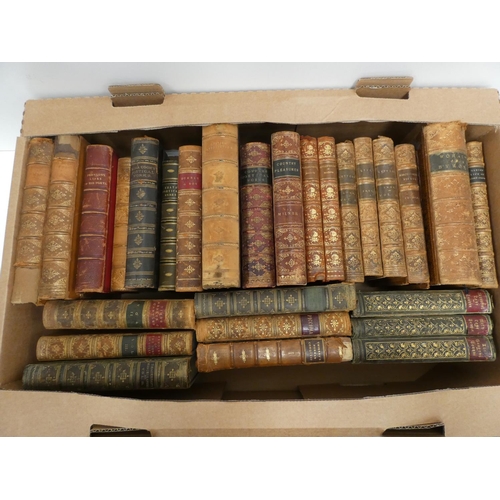 61 - Leather Bindings.  A carton of various vols., mixed cond.