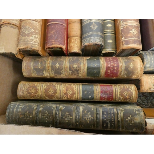 61 - Leather Bindings.  A carton of various vols., mixed cond.