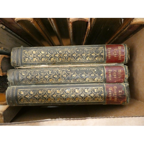 61 - Leather Bindings.  A carton of various vols., mixed cond.