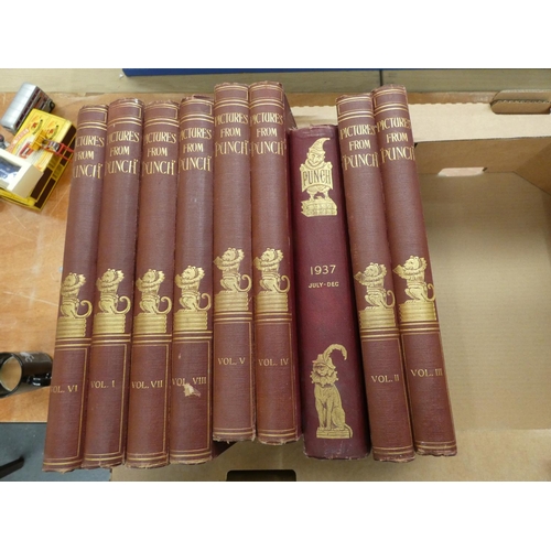 69 - Pictures from Punch.  8 vols. Illus. Quarto. Orig. maroon cloth gilt. N.d.; also various b... 