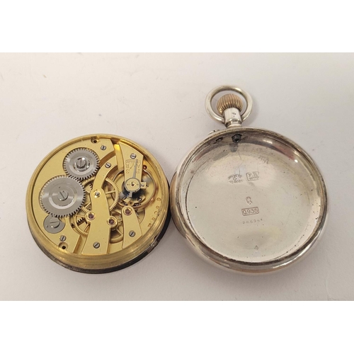 115 - Early 20th century keyless watch, possibly by Stauffer, in silver open face case of Borgel style, 50... 