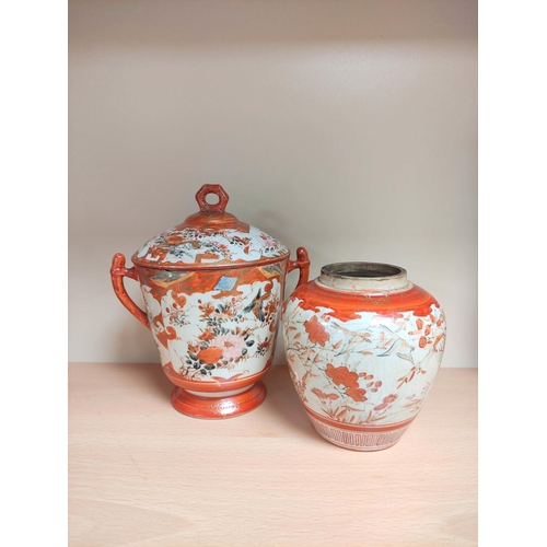 344 - Meiji Period, and later, Japanese Kutani porcelain to include a pair of vases, a pair of teapots, a ... 