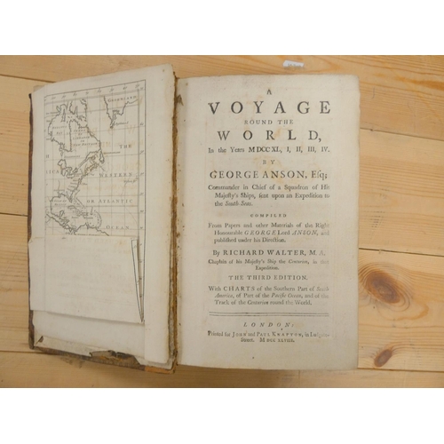 254 - ANSON GEORGE.  A Voyage Round the World ... Compiled ... by Richard Walter. 3 fldg. eng. charts (the... 