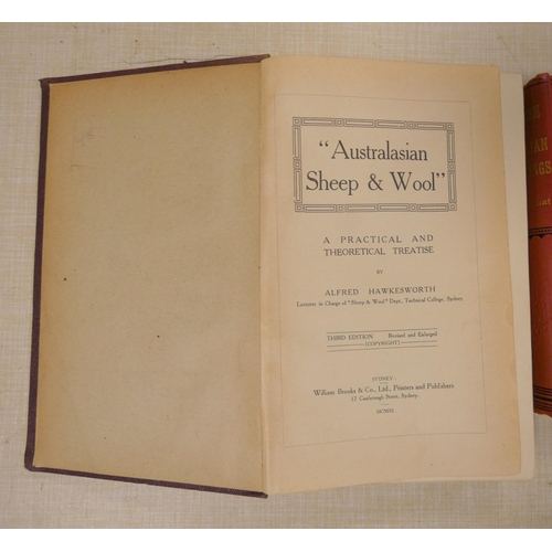 266 - HAWKESWORTH ALFRED.  Australasian Sheep & Wool. Illus. Orig. maroon cloth. Sydney, 191... 