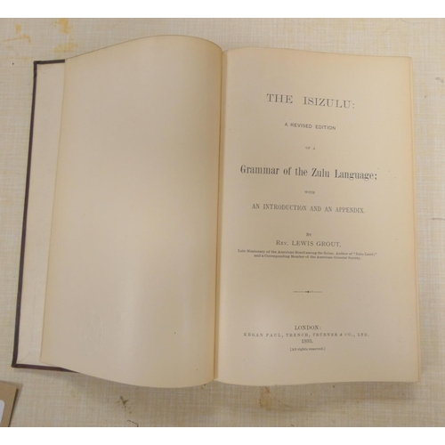 290 - GROUT LEWIS.  The Isizulu, A Revised Edition of A Grammar of the Zulu Language. Orig. maro... 