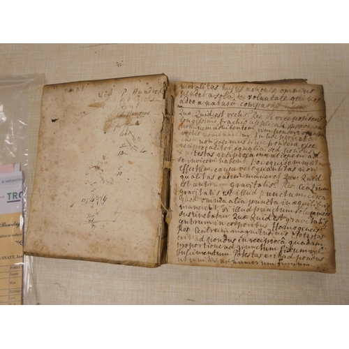 299 - Commonplace Book.  Small quarto commonplace book in well worn vellum covered brds. 144pp, closely wr... 