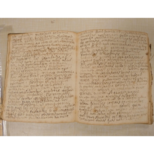 299 - Commonplace Book.  Small quarto commonplace book in well worn vellum covered brds. 144pp, closely wr... 