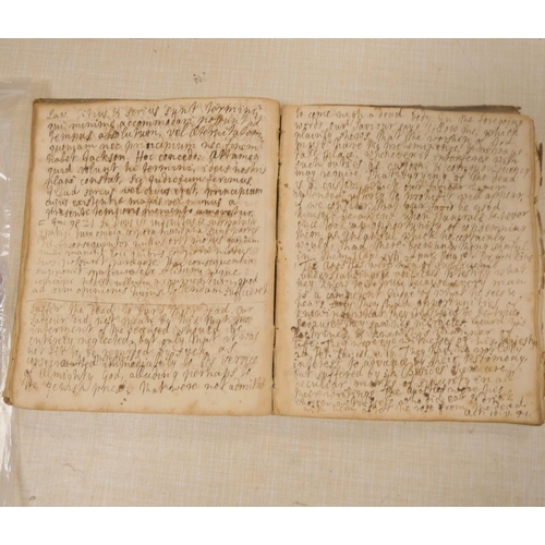 299 - Commonplace Book.  Small quarto commonplace book in well worn vellum covered brds. 144pp, closely wr... 