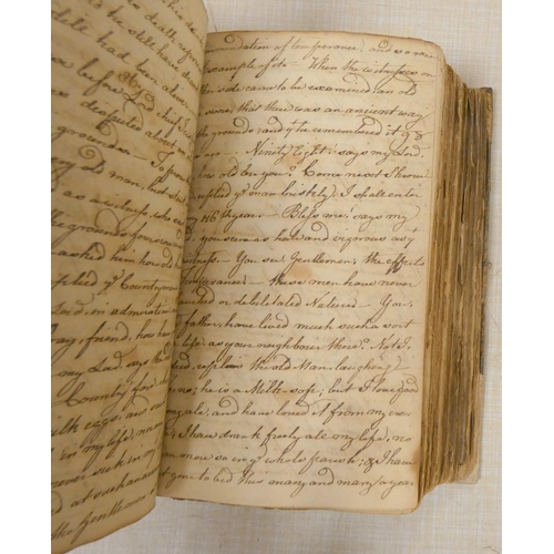 300 - Commonplace Book.  18th cent., closely written manuscript in thick 12mo vol. (6