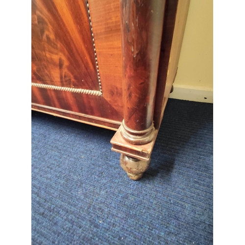 367 - 19th century mahogany bookcase on chiffonier base, the Regency style bookcase with two glazed astrag... 