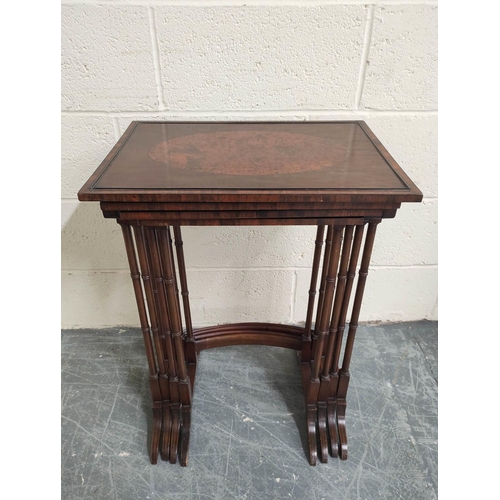 371 - 19th century mahogany nest of quartetto tables, the graduated tables, raised on turned supports and ... 