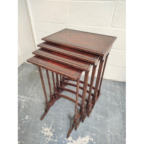 371 - 19th century mahogany nest of quartetto tables, the graduated tables, raised on turned supports and ... 