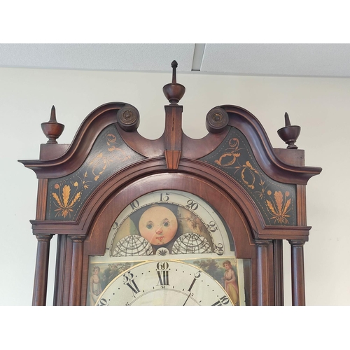 373 - Late 18th/early 19th century George III inlaid mahogany eight day longcase clock of large proportion... 