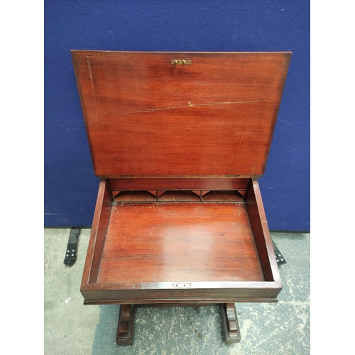 383 - Victorian Davenport with drop-front and tooled leather writing slope below an enclosed stationary an... 