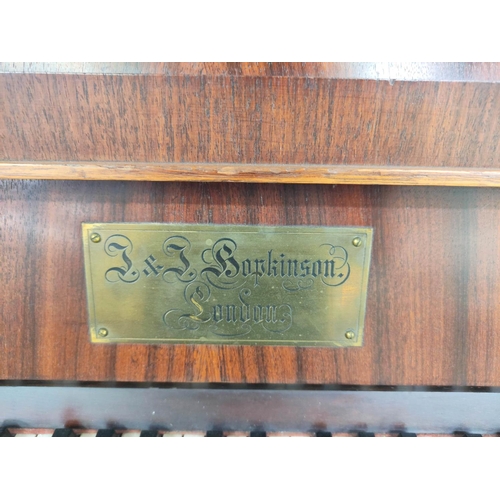 354 - 20th century upright piano by J & J Hopkinson of London H122cm W139cm D62cm.