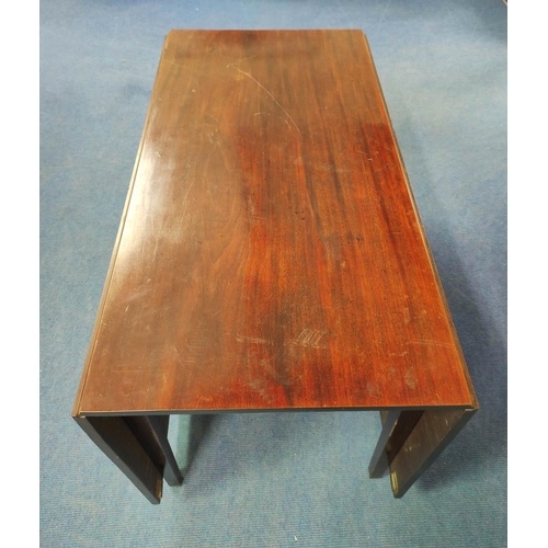 369 - Late Georgian mahogany D-end extending dining table, in three sections, with drop ends, on tapered s... 