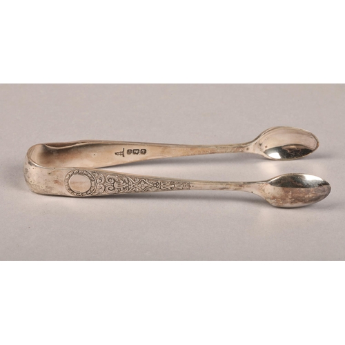 171 - Part boxed set of silver spoons and sugar tongs, Sheffield 1897