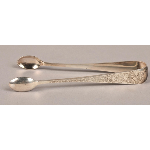 175 - Boxed set of silver tea spoons and sugar tongs, J. Cameron & Son Kilmarnock, Glasgow 1898