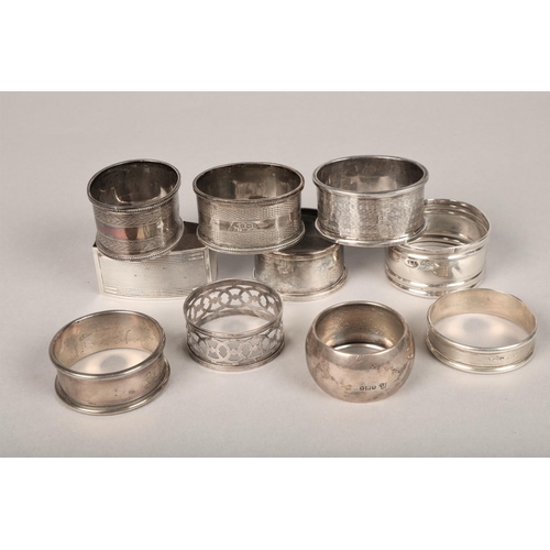 178 - Ten silver napkin rings