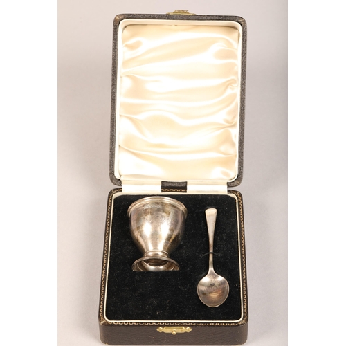 184 - Boxed silver egg cup and spoon set