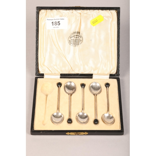 185 - Boxed set silver coffee spoons (5/6)