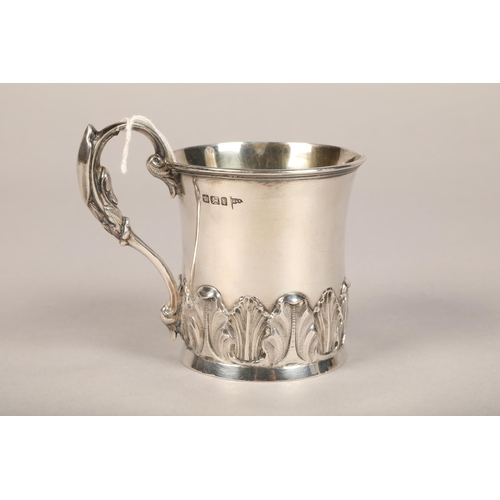 196 - Small monogrammed silver mug with gold interior, Walker & Hall Sheffield 1898, approx 100g ... 