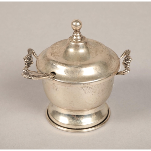 206 - Silver salt cellar with spoon and glass insert