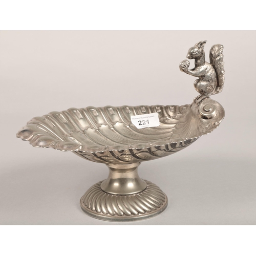 221 - Silver plated squirrel nut dish